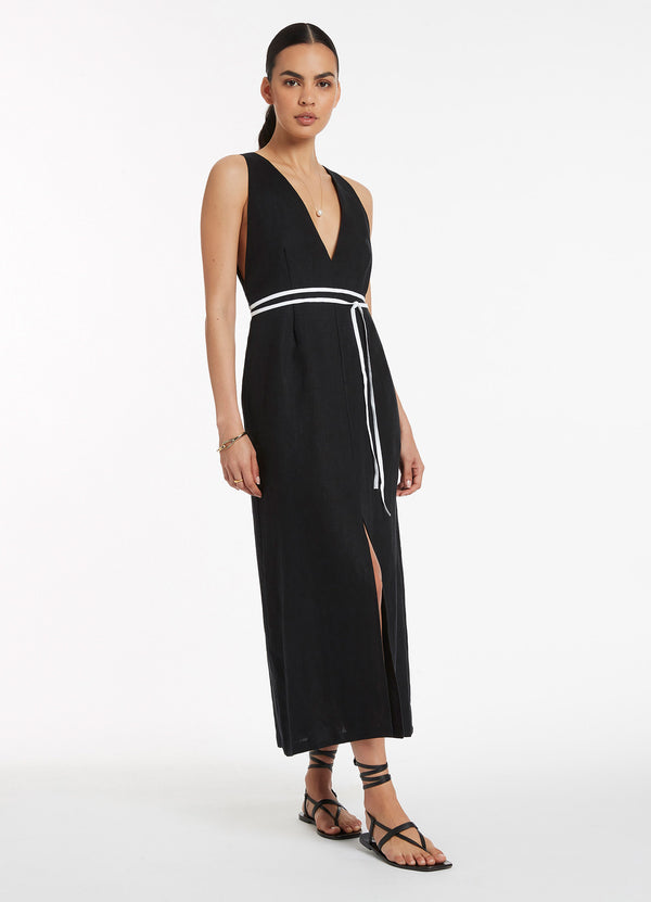 Jetset Plunge Belt Dress - Black