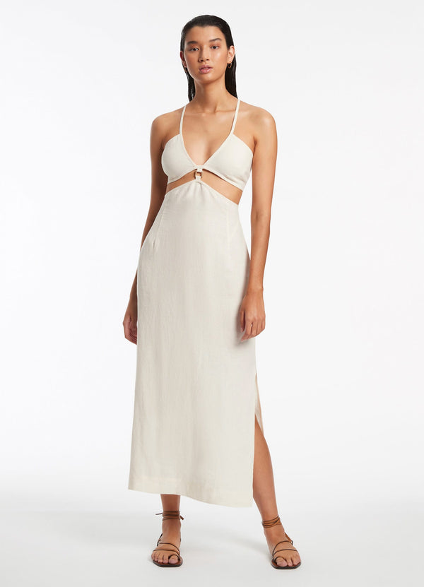 Jetset Plunge Cut Out Dress - Cream