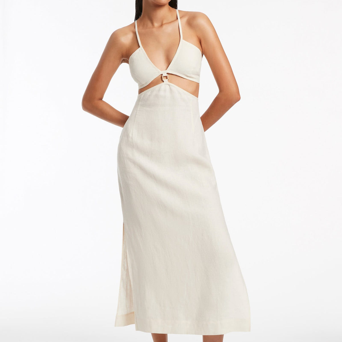 Jetset Plunge Cut Out Dress - Cream – JETS US