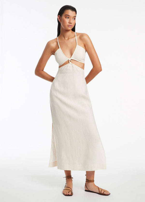 Jetset Plunge Cut Out Dress - Cream