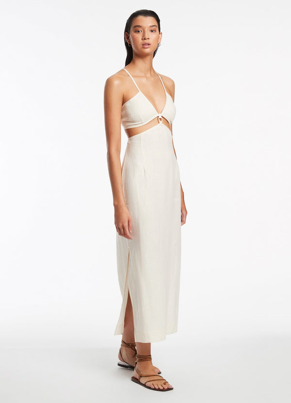 Jetset Plunge Cut Out Dress - Cream