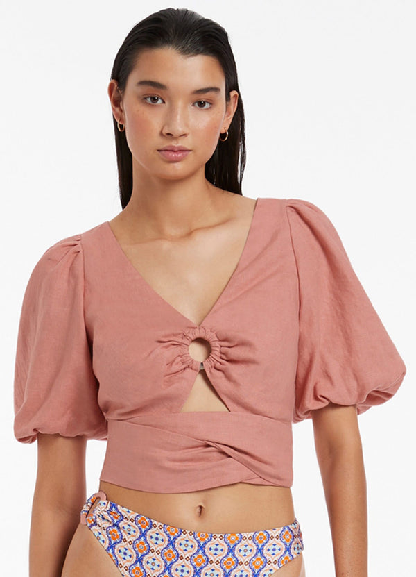 Jetset Puff Sleeve Top - Musk