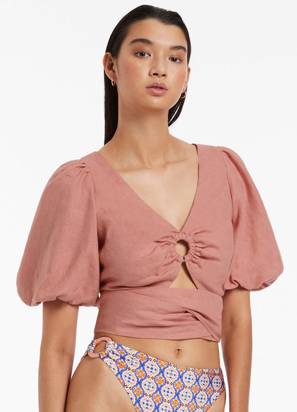 Jetset Puff Sleeve Top - Musk