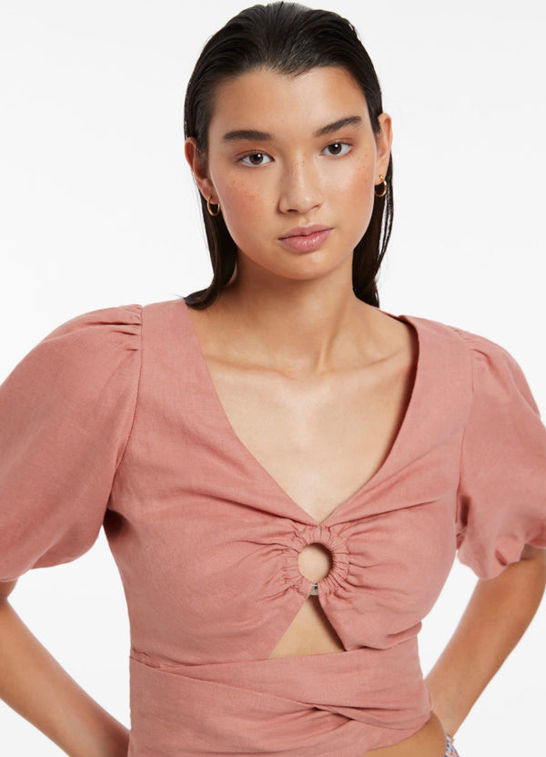 Jetset Puff Sleeve Top - Musk