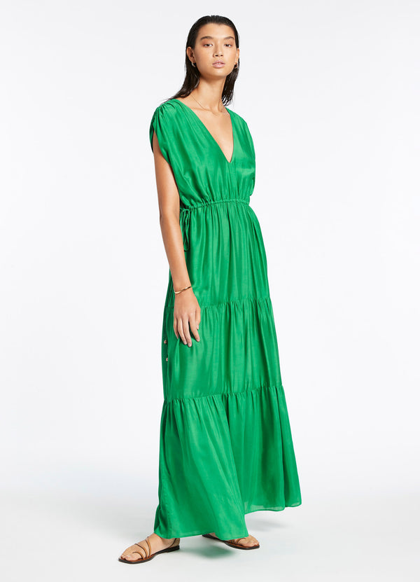 jet set club green dress Jetset Tiered Maxi Dress