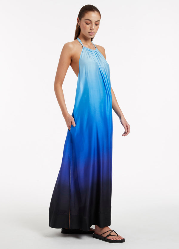 Oia Sunset Halter Maxi Dress - Ocean