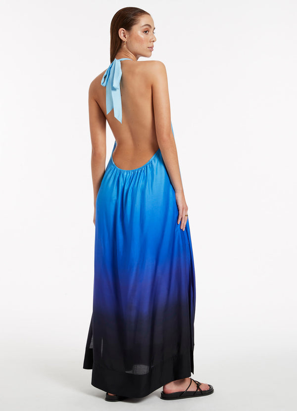 Oia Sunset Halter Maxi Dress - Ocean